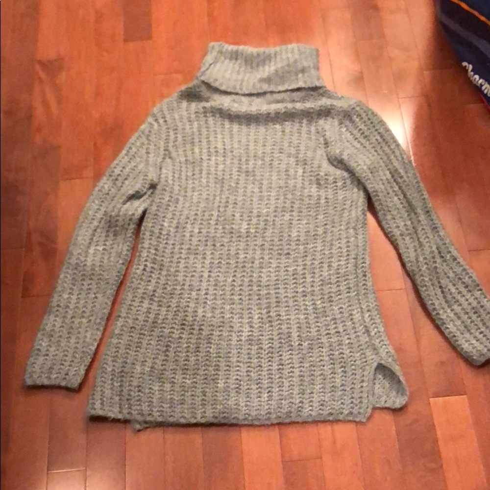 Gray oversized turtleneck sweater
